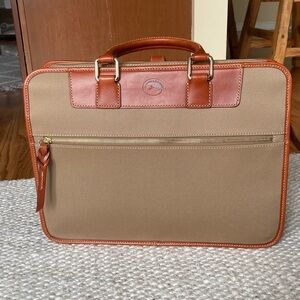 NWT Dooney & Bourke Tan Canvas with Brown Leather Trim Briefcase